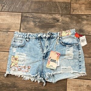Vintage Blue Distressed Denim Shorts